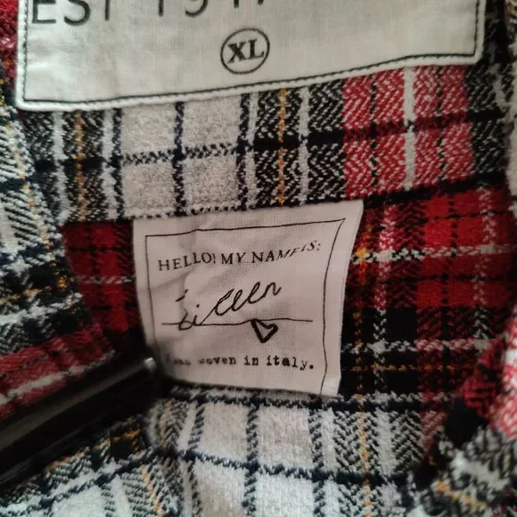 Frank & Eileen Plaid Button Front Shirt Made in Italy Womens XL Style Eileen - Picture 5 of 7